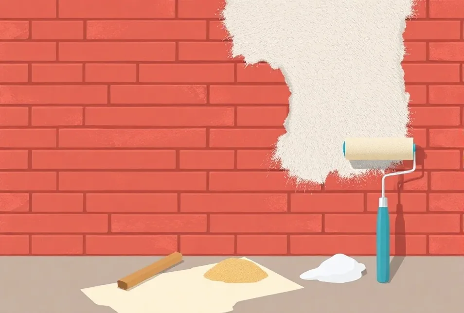 Outils de peinture disposés dans l'ordre des étapes du chantier
